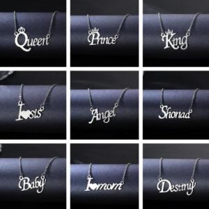 Wholesale name: Stainless Steel Name Necklace English Words Necklace Personality Letter Clavicle Chain