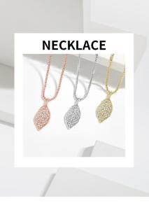 Wholesale design necklace: 18K Golden Branch Jade Leaf Pendant Lock Bone Chain INS Design Sense K Golden Yellow Leaf Necklace