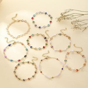 Wholesale women's bracelet: Colored Heart-shaped Bracelet for Girl and Women Jewelry