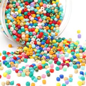Wholesale paint: 2/3/4mm Glass Solid Color Baked Paint Rice Loose Bead Handmade Mini DIY Beads Necklace Accessories