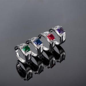 Wholesale Rings: Four Claw Emerald Ring for Men with Diamond Amethyst