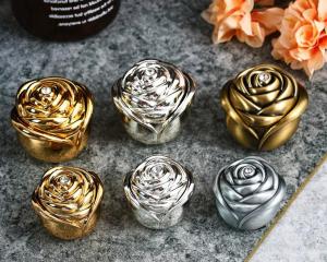 Wholesale gold stamping: European Style Metal Rose Bud Jewelry Box, Necklace Ring Box, High-end Wedding Jewelry Box 5.4-6.9cm