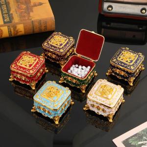 Wholesale enamel: Euro Retro Metal Jewelry Box, Exquisite Enamel Colored Necklace, Jewelry Box,Light Luxury Princess J