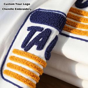 Wholesale T-Shirts: Wholesale 100% Cotton High Quality Custom French Terry Chenille Embroidery Logo Tshirts Printing