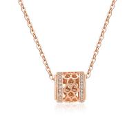 Rose Gold Heart-shaped Clover Waist Pendant Necklace with Collarbone Chain