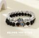 Personalized Design Evil Eyed Fatima Ins Style Men and Women's Couple Black and White Stone Bracelet