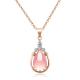 Water Droplet Shaped Pink Crystal O-shaped Chain Collarbone Chain Hibiscus Stone Pendant
