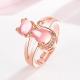Pink Crystal Cat Set with Diamond Hibiscus Stone Openable Fashion Ring