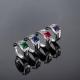 Four Claw Emerald Ring for Men with Diamond Amethyst