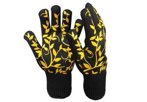 Wholesale oven gloves silicon: Short Cuff Heat Resistant Safety Gloves/HRG-04