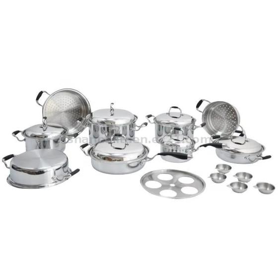 21Pcs 3Ply Stainless Steel 304 316 Cookware Set  Cooking Pot & Pan Waterless Greaseless Cookware Set