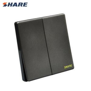 Wholesale sharing: SHARE New Product High Quality Big Button Black Color 2 Gang 2 Way Wall Socket Switch 250V 16A