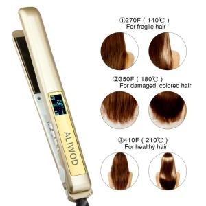 Wholesale hair curling iron: ALIWOD Professional Hair Straighteners LCD Display 1 Inch Plates Curling Tool