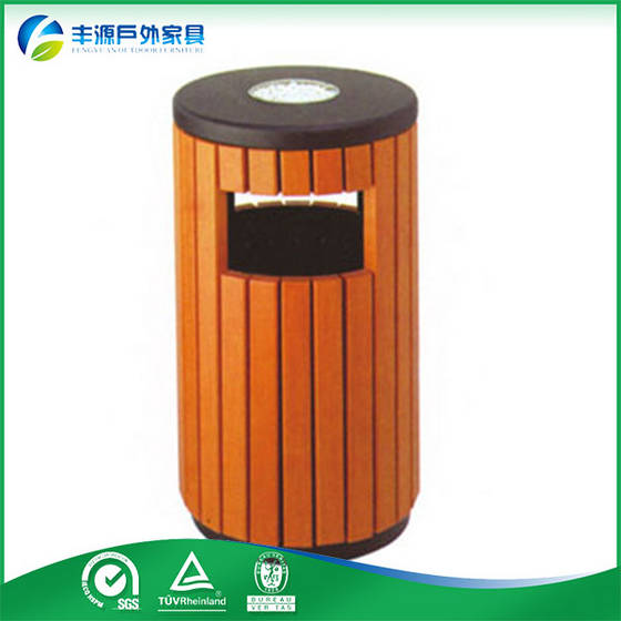 Outdoor Decorative Wooden Trash Can Waste Bin Dustbin Shenzhen