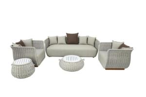 Wholesale outdoor furniture: Braided Rope Outdoor Aluminum Frame Garden Furniture Patio Sofa Set