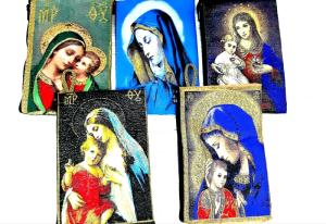 Wholesale polyester thread: Rosary Pouch Madonna Child Jesus Icon Tapestry Case Zipper Keepsake Coin Purse Religious Catholic