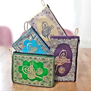 Wholesale small coin pouch: Ottoman Sign Design Turkish Coin Purse Tapestry Woven Money Bag Zippered 15 Cm