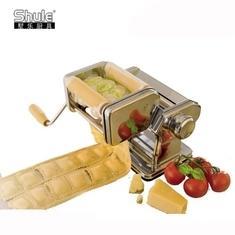 Wholesale food slicer: Samosa Empanada Shule Pasta Maker Machine Hand Crank Ravioli Maker 430 SS with Double Cutter