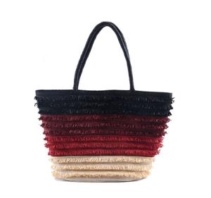 Wholesale straw article: Multi Color Braid Striped Straw Beach Bag