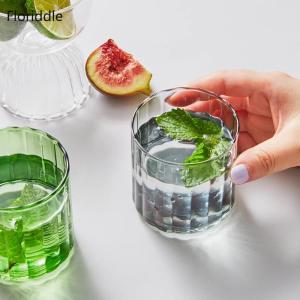 6 Colors Glass Cups Heat Resistant Glass Cup Brewing Mugs Stripe Glass Tea Office Juice Coffee Milk