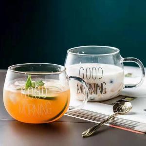 1pcs Letter Printed Transparent Creative Glass Coffee Tea Mug Drinks Dessert Breakfast Milk Cup Glas