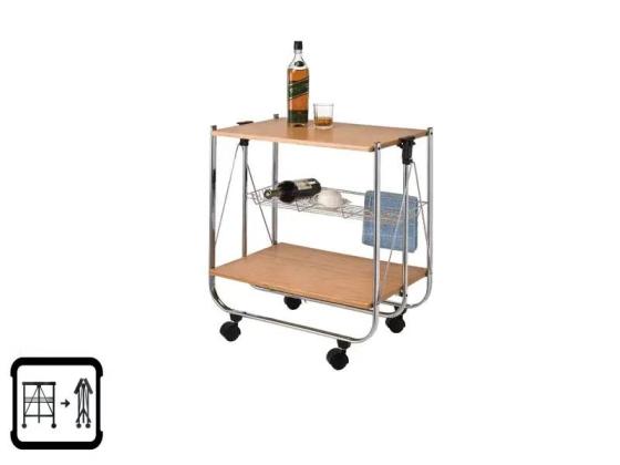 Sell  Wooden Board Two Tier Foldable Trolley with Wine Rack