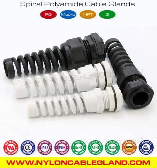 Sell Plastic Spiral IP68 / IP69K Cable Gland with Strain Relief Protector