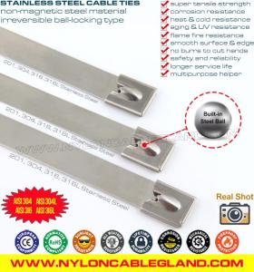 Wholesale mountable: 304, 316, 316L Type Stainless Steel Uncoated Self-locking Cable Zip Ties with Ball Lock Mechanism