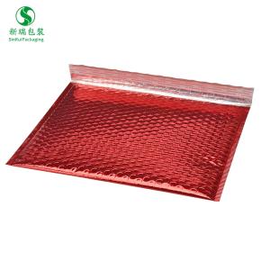 Wholesale tape bag: Luxury Metallic Foil Red Bubble Mailers Self Adhesive Tape Plastic Courier Packaging Mailing Bags
