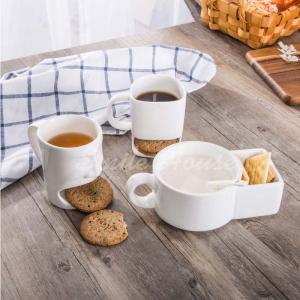 Wholesale hot drink cups: White Ceramic Biscuit Mug with the Handle