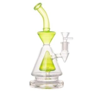 Wholesale glass bongs: 4 Inches Base Green Jade Smoking Glass Bong 9.5 Inches Height