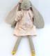 Linen Soft Plush Toy Stuffed Bunny with Dress Skin Friendly for Girls Gifts