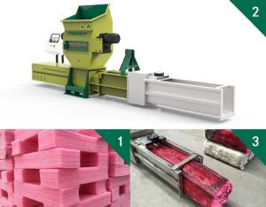 INTCO recycling- Styrofoam recycling machine Manufacturer and foam blocks  buyer