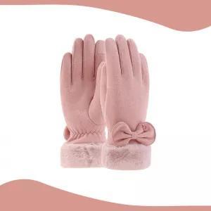 Wholesale knitting suede: Fabric Gloves
