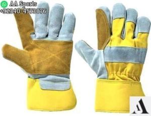 Wholesale patches: Pure Leather Double Palm Working Laboure Leather Gloves Pakistan Quality  Safety Manufacture Driverg