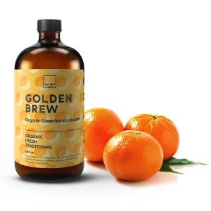 Wholesale bottle to bottle: Goldenbrew Organic Greentea Kombucha -Tangerina
