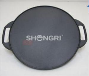 Wholesale griddle: Round Cast Iron Griddle Pan for BBQ Pre-seasoned/Reversible Double-Sided Grill Plate with Handle