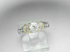 Wholesale natural diamond: 0.96ct Genuine Natural Old Cut Diamond Engagement Ring, 14K Two-Tone Gold