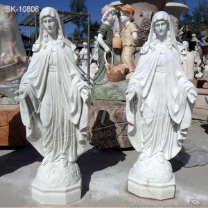 Wholesale home decoration: Religious White Marble Blessed Virgin Mary Statue for Church and Home Decor