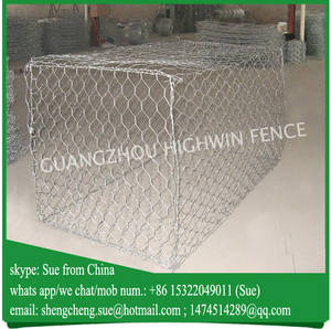 Wholesale hexagonal mesh: Hot Galvanized Hexagonal Wire Mesh Gabion Box Costs