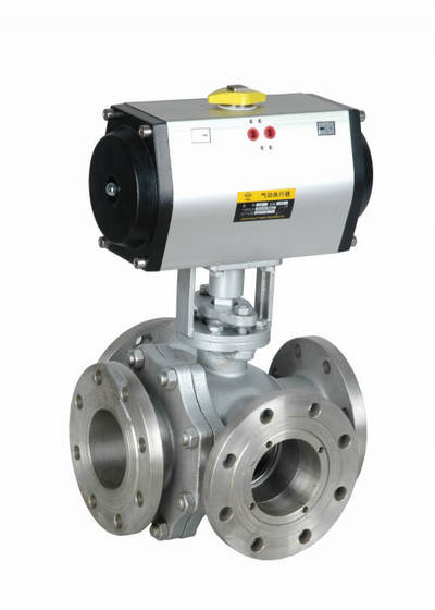 3-way Flanged Pneumatic Operated Ball Valve(id:4084150) Product details ...