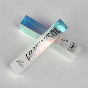 Wholesale cosmetic box: 20cm Holographic Plastic Mascara Packaging Box Cardboard Containers for Cosmetics