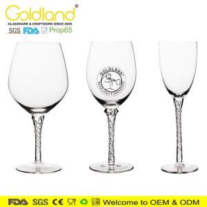 Wholesale clear goblet: Hand Blown Air Twist Stem Wine Goblet Glass Custom Vintage Crystal Wine Glass