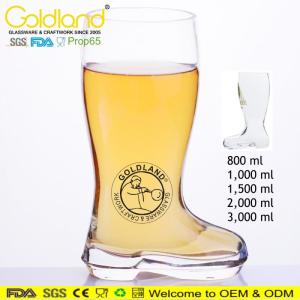 Wholesale beer glass: Clear Boot Beer Glass Large Glass Boot Mug Custom Glass Boot Mug