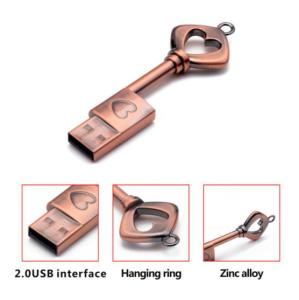 Wholesale metal usb flash drive: Retro Metal Heart Key-shaped USB Flash Drive