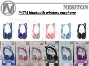 Wholesale earphone headphone: High Quality P47M Cat Headphones Wireless BT5.0 Waterproof Foldable Headset