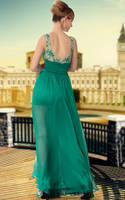 LF1030650 Green Color See Through Silk Chiffon Prom Dresses 4