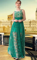 LF1030650 Green Color See Through Silk Chiffon Prom Dresses 5