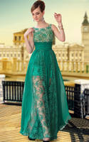 LF1030650 Green Color See Through Silk Chiffon Prom Dresses 6