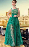 LF1030650 Green Color See Through Silk Chiffon Prom Dresses 7